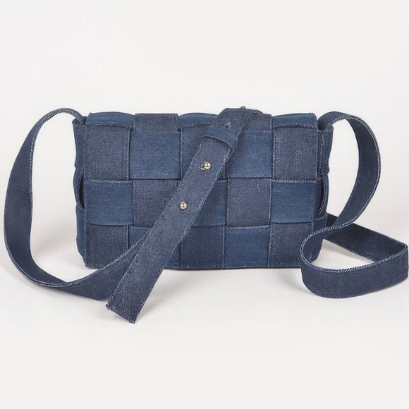 Denim Braided Flap Crossbody Bag - Picture 1 of 2